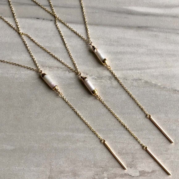 Estrella & Luna Jewelry - 14K Gold Pearl Lariat Country Girl Chic Necklace